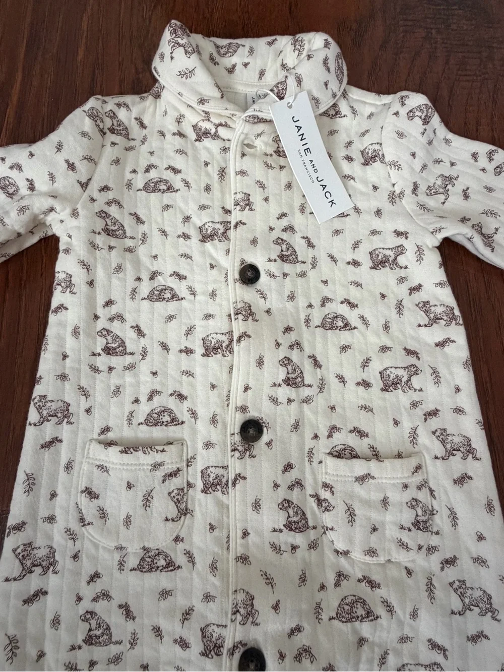 Janie and Jack Baby Quilted Bear Toile One-Piece